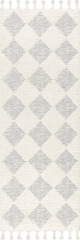 Isolated view of Off White Runner Aylin Diamond Tasseled Rug, showcasing its design
