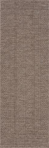 Isolated view of Brown Runner Eiraz Contemporary Solid Indoor/Outdoor Rug, showcasing its design
