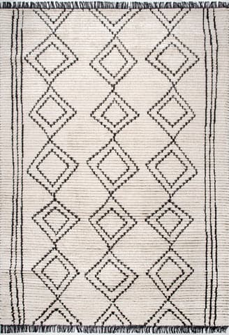 Isolated view of Beige Rectangle Diamond Galore Tasseled Rug, showcasing its design