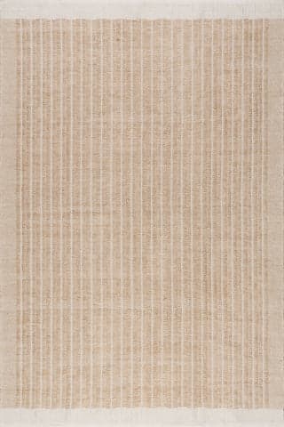 Isolated view of Beige Rectangle Tarni Striped Indoor/Outdoor Rug, showcasing its design