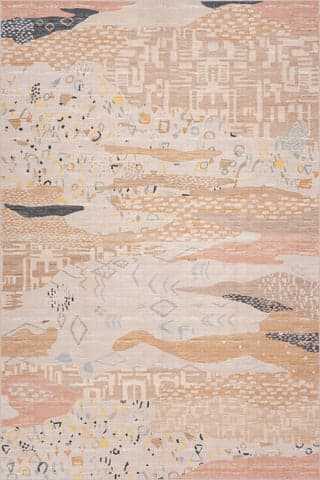 Isolated view of Sand Rectangle Sonace Moroccan Washable Rug, showcasing its design
