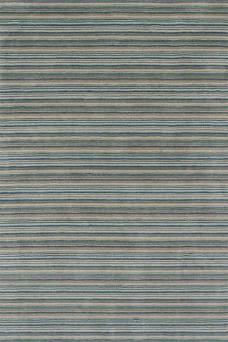 Brindle Stripe Hand Loom Knotted Wool Rug | Blue