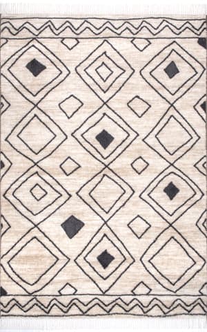 Isolated view of Beige Rectangle Spotted Diamonds Non-Slip Backing Rug, showcasing its design