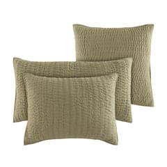 Deepali Kantha Quilted Sham | Olive