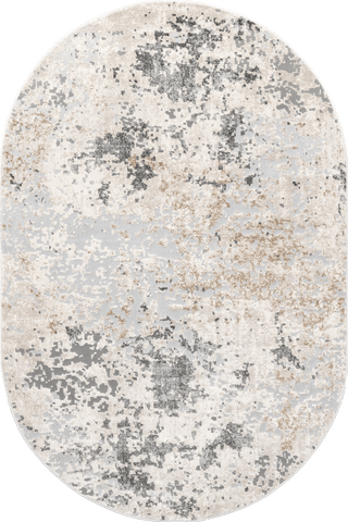 Isolated view of Beige Oval Ricki Mottled Abstract Rug, showcasing its design