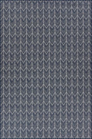 Isolated view of Navy Rectangle Cirella Modern Chevron Indoor/Outdoor Rug, showcasing its design