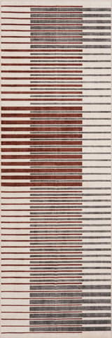 Isolated view of Rust Runner Mauzi Modern Striped Washable Rug, showcasing its design