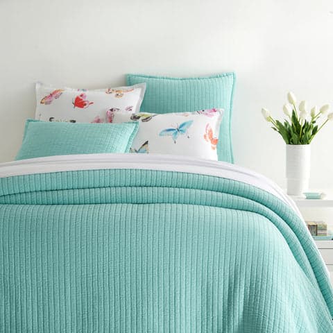 Boyfriend Matelasse Coverlet | Soft Turquoise