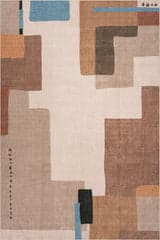 Isolated view of Brown Rectangle Enice Abstract Washable Rug, showcasing its design