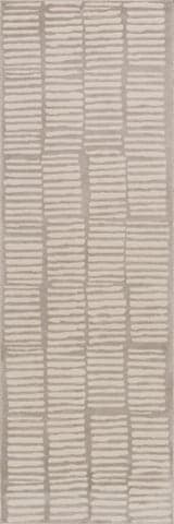 Isolated view of Cream/Grey Runner Cranbury Plush Textured Washable Rug, showcasing its design