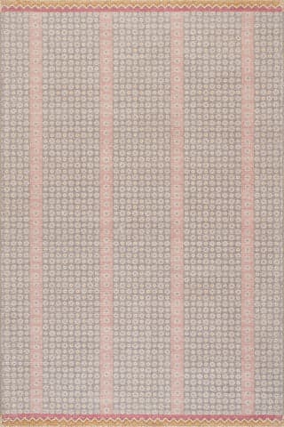 Isolated view of Grey Rectangle Pondicheri Hand-Tufted Striped Wool-Blend Rug, showcasing its design