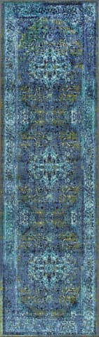 Isolated view of Teal Runner Persian Vintage Rug, showcasing its design