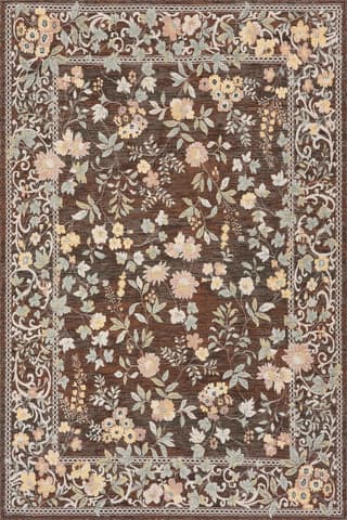 Isolated view of Brown Runner Elizaya Transitional Floral Indoor/Outdoor Rug, showcasing its design