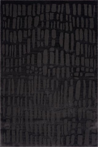 Isolated view of Black Rectangle Summit Plush Textured Washable Rug, showcasing its design