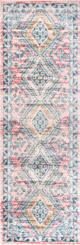 Isolated view of Light Pink Runner Faded Diamond Rug, showcasing its design