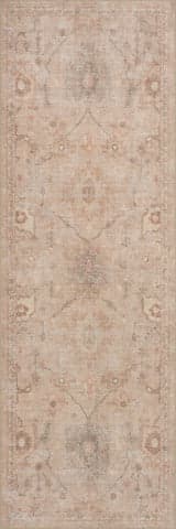Isolated view of Peach Runner Partha Vintage & Distressed Washable Rug, showcasing its design