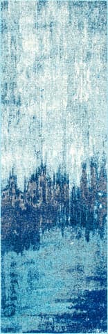 Isolated view of Blue Runner Abstract Rainfall Rug, showcasing its design