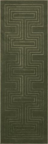 Isolated view of Green Runner Krya Geometric Plush Textured Washable Rug, showcasing its design