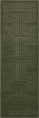 Isolated view of Green Runner Krya Geometric Plush Textured Washable Rug, showcasing its design