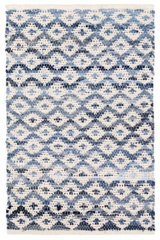 Denim Rag Diamond Handwoven Cotton Rug | Ivory