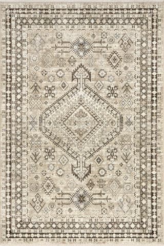 Isolated view of Light Brown Rectangle Virgina Medallion Fringe Rug, showcasing its design
