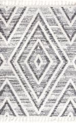 Isolated view of Grey Rectangle Andi Raised Diamonds Rug, showcasing its design