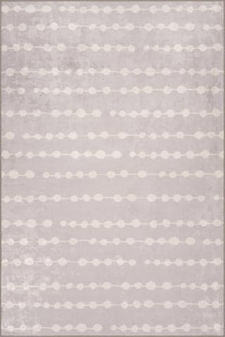 Isolated view of Grey Rectangle Valti Bohemian Polka Dot Washable Rug, showcasing its design