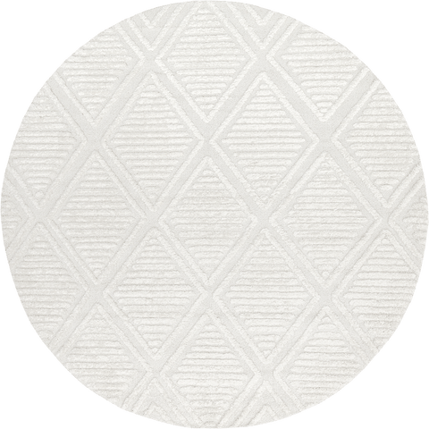 Isolated view of Ivory Round Balboa Textured Tile Rug, showcasing its design