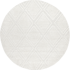 Isolated view of Ivory Round Balboa Textured Tile Rug, showcasing its design