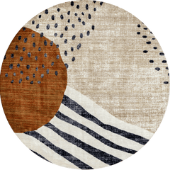Isolated view of Multicolor Round Manaslu Sunrise Fringed Rug, showcasing its design