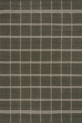 Isolated view of Green Rectangle Downing Plaid Wool Cozy Rug, showcasing its design