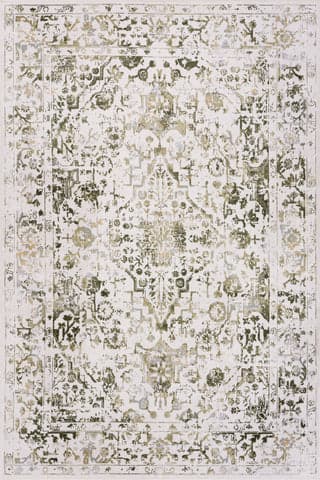 Isolated view of Green Rectangle Charlisa Washable Faded Snowflake Rug, showcasing its design