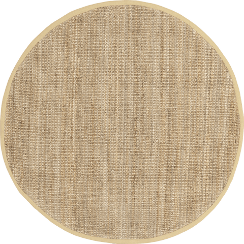 Isolated view of Natural Round Chunky Jute Tasseled Rug, showcasing its design