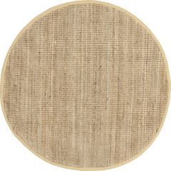 Isolated view of Natural Round Chunky Jute Tasseled Rug, showcasing its design